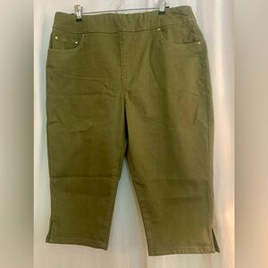 Blair Olive Green Pull-On Capri Pants Size 16 PS
